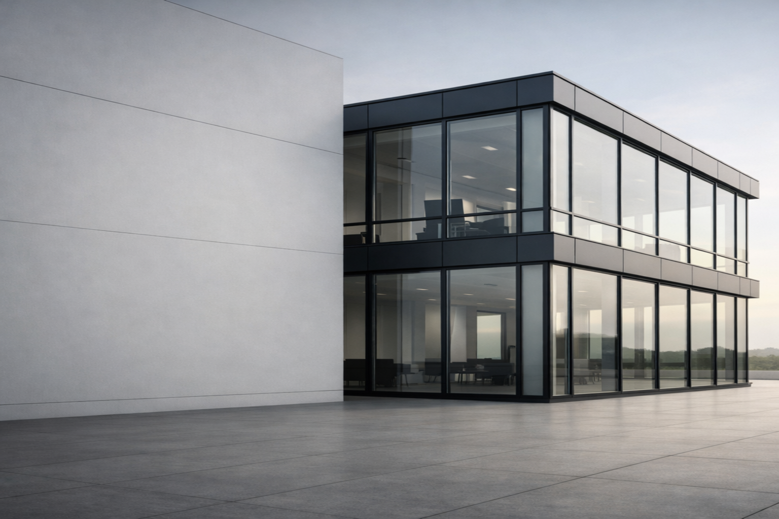 Moderne vliesgevel op kantoorgebouw